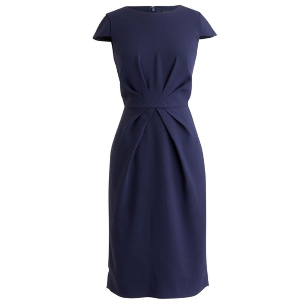 J. CREW Luz Tie Front Crepe Dress Navy Blue {I17}